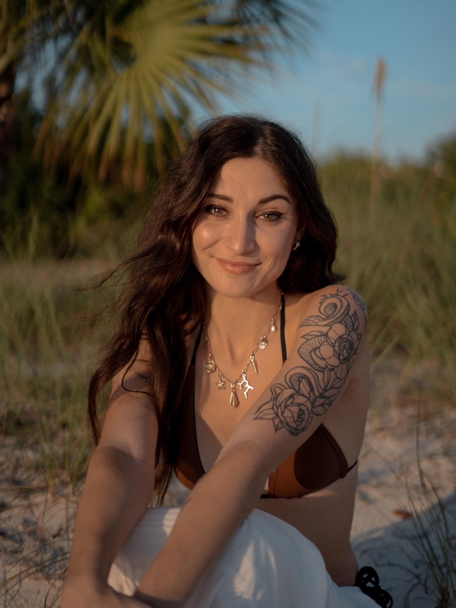 A warm portrait among coastal palms